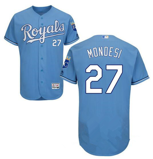 Men's Kansas City Royals #27 Raul A. Mondesi Light Blue Stitched MLB Majestic Cool Base Jersey