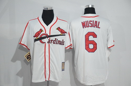 Men's St. Louis Cardinals #6 Stan Musial White Home Stitched MLB Majestic Cool Base Cooperstown Collection Player Jersey