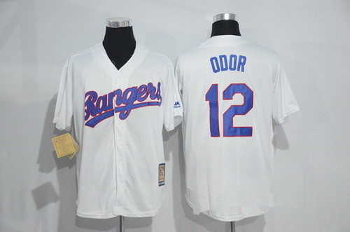 Men's Texas Rangers #12 Rougned Odor White Stitched MLB 1986 Majestic Cool Base Cooperstown Collection Player Jersey
