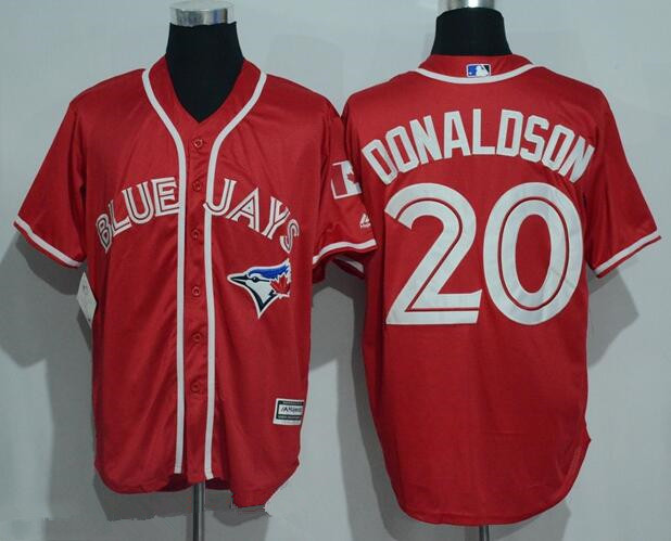 Men's Toronto Blue Jays #20 Josh Donaldson Red Stitched MLB 2016 Canada Day Majestic Cool Base Jersey