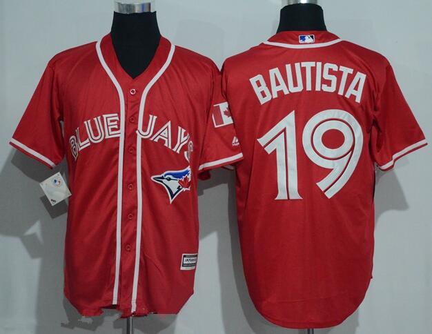 Men's Toronto Blue Jays #19 Jose Bautista Red Stitched MLB 2016 Canada Day Majestic Cool Base Jersey