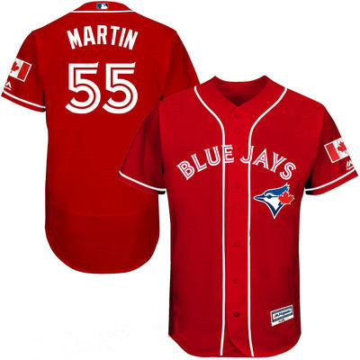 Men's Toronto Blue Jays #55 Russell Martin Red Stitched MLB 2016 Canada Day Majestic Flex Base Jersey
