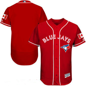 Men's Toronto Blue Jays Blank Red Stitched MLB 2016 Canada Day Majestic Flex Base Jersey