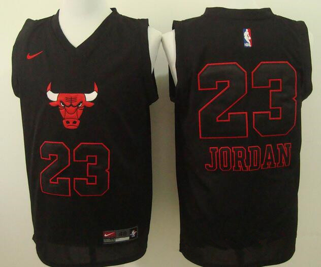 Men's Chicago Bulls #23 Michael Jordan Black Bull Head Fashion Stitched NBA Nike Swingman Jersey