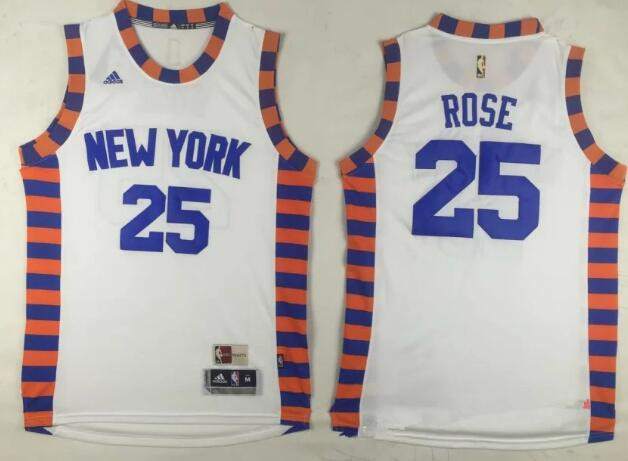 Men's New York Knicks #25 Derrick Rose New White Stitched NBA Adidas Revolution 30 Swingman Jersey