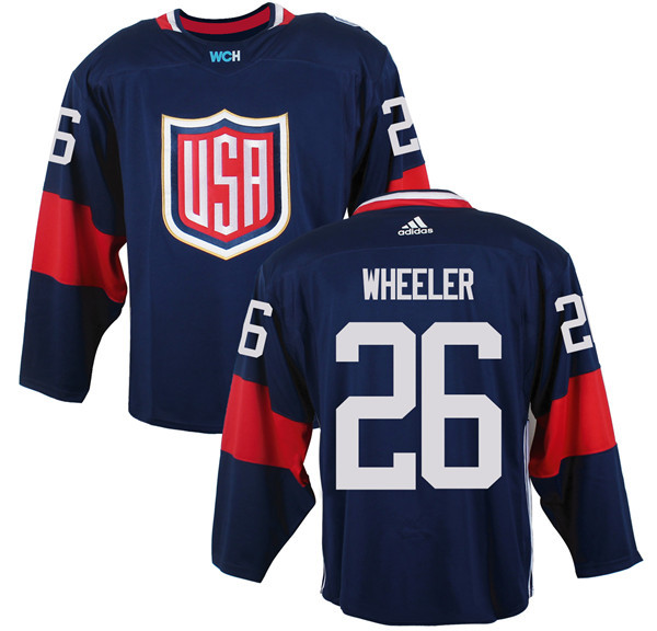 Men's Team USA #26 Blake Wheeler Navy Blue 2016 World Cup of Hockey Game Jersey