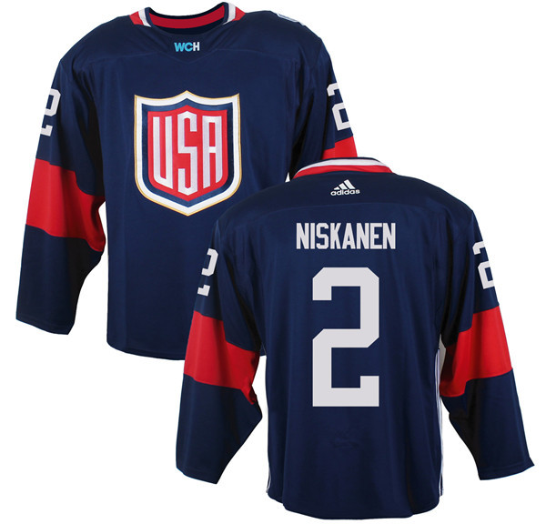 Men's Team USA #2 Matt Niskanen Navy Blue 2016 World Cup of Hockey Game Jersey