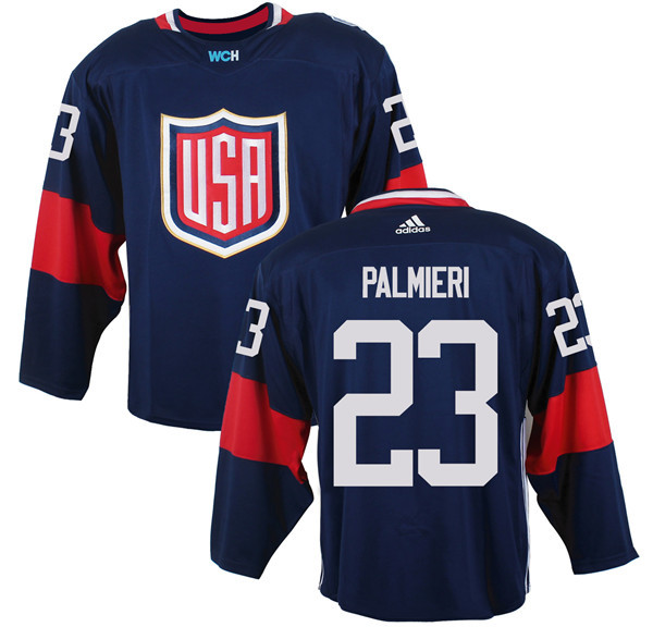 Men's Team USA #23 Kyle Palmieri Navy Blue 2016 World Cup of Hockey Game Jersey