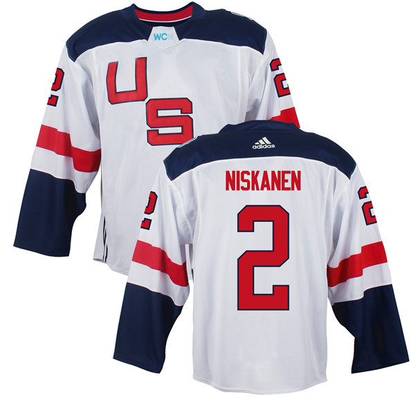 Men's Team USA #2 Matt Niskanen White 2016 World Cup of Hockey Game Jersey