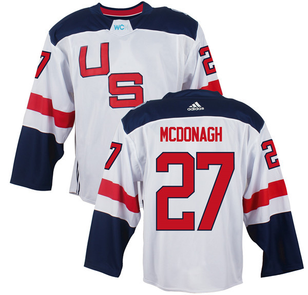 Men's Team USA #27 Ryan McDonagh White 2016 World Cup of Hockey Game Jersey