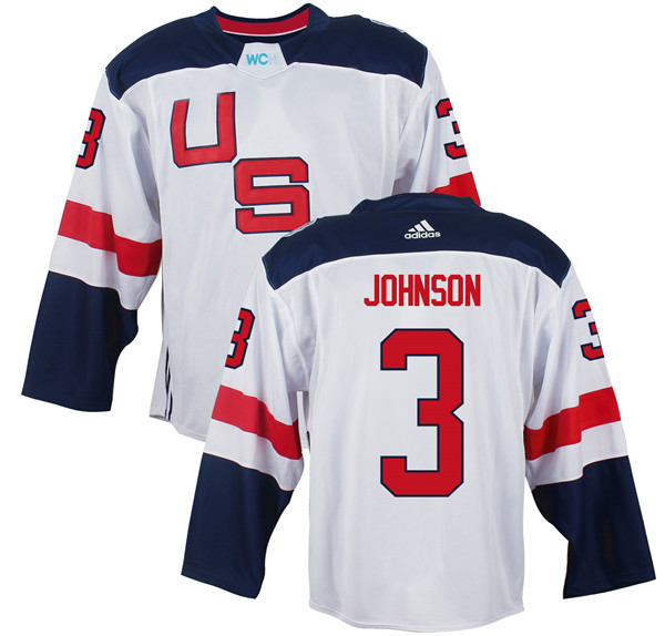 Men's Team USA #3 Jack Johnson White 2016 World Cup of Hockey Game Jersey