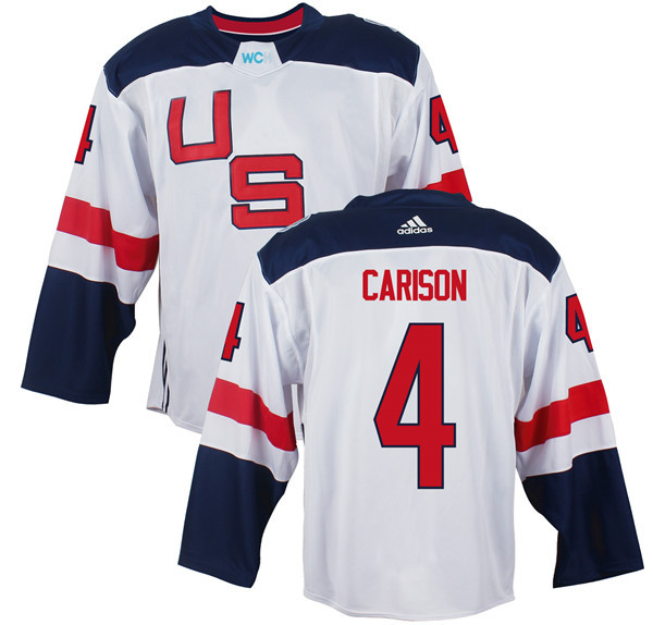 Men's Team USA #4 John Carlson White 2016 World Cup of Hockey Game Jersey