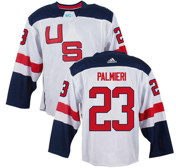 Men's Team USA #23 Kyle Palmieri White 2016 World Cup of Hockey Game Jersey