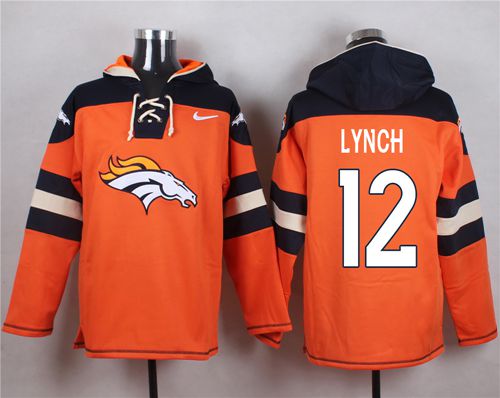 Nike Broncos #12 Paxton Lynch Orange Player Pullover Hoodie