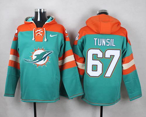 Nike Dolphins #67 Laremy Tunsil Aqua Green Player Pullover NFL Hoodie