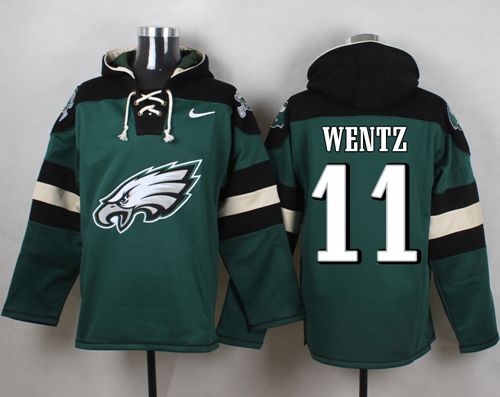 Nike Eagles #11 Carson Wentz Midnight Green Player Pullover Hoodie