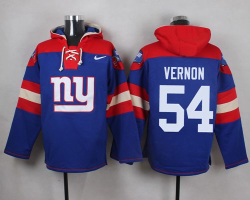 Nike Giants #54 Olivier Vernon Royal Blue Player Pullover NFL Hoodie