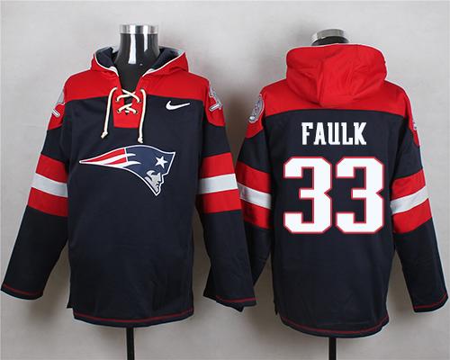 Nike Patriots #33 Kevin Faulk Navy Blue Player Pullover NFL Hoodie