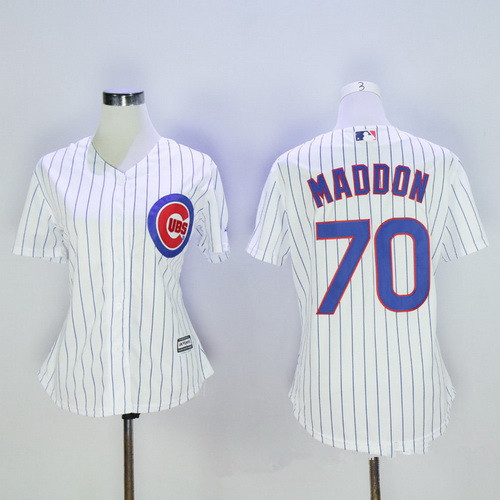 Women's Chicago Cubs Coach #70 Joe Maddon White Home MLB Cool Base Stitched Baseball Jersey