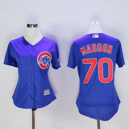 Women's Chicago Cubs Coach #70 Joe Maddon Royal Blue MLB Cool Base Stitched Baseball Jersey