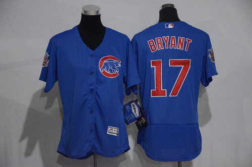 Women's Chicago Cubs #17 Kris Bryant Blue 2016 Flexbase Stitched Baseball Jersey