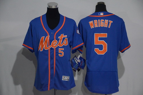 Women's New York Mets #5 David Wright Blue With Orange 2016 Flexbase Stitched Baseball Jersey