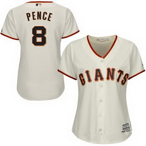 Women's San Francisco Giants #8 Hunter Pence Cream Home MLB Cool Base Stitched Baseball Jersey