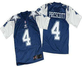Men's Dallas Cowboys #4 Dak Prescott Navy Blue White Throwback NFL Elite Jersey