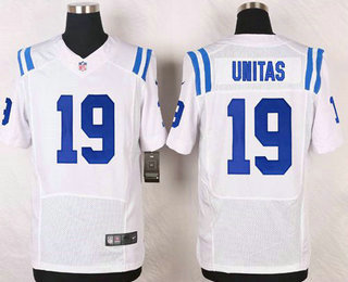 Men's Indianapolis Colts #19 Johnny Unitas White Road NFL Nike Elite Jersey