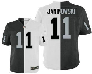 Men's Oakland Raiders #11 Sebastian Janikowski Black With White Two Tone Elite Jersey