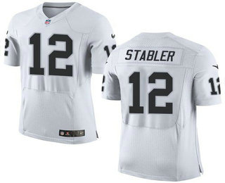 Men's Oakland Raiders #12 Kenny Stabler White Road 2015 NFL Nike Elite Jersey