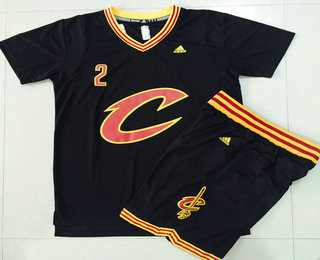 Men's Cleveland Cavaliers #2 Kyrie Irving Revolution 30 Swingman 2015-16 New Black Short-Sleeved Jersey(With-Shorts)