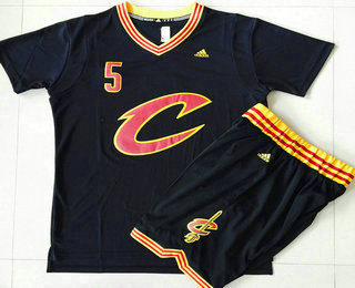 Men's Cleveland Cavaliers #5 J.R. Smith Revolution 30 Swingman 2015-16 New Black Short-Sleeved Jersey(With-Shorts)