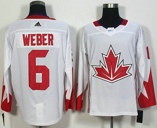 Men's Team Canada #6 Shea Weber White 2016 World Cup of Hockey Game Jersey