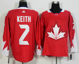 Men's Team Canada #2 Duncan Keith Red 2016 World Cup of Hockey Game Jersey
