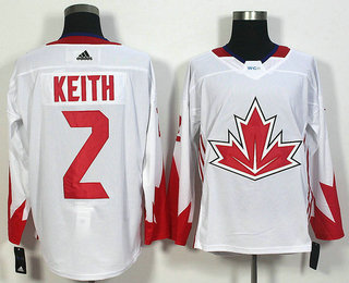Men's Team Canada #2 Duncan Keith White 2016 World Cup of Hockey Game Jersey