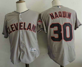 Men's Cleveland Indians #30 Tyler Naquin Gray Road Stitched MLB 2016 Majestic Flex Base Jersey