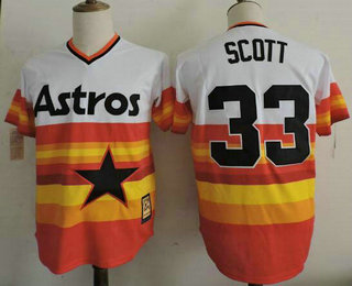 Men's Houston Astros #33 Mike Scott Rainbow Stitched MLB Majestic Cool Base Cooperstown Collection Player Jersey