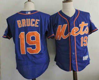 Men's New York Mets #19 Jay Bruce Alternate Blue Orange 2016 Flexbase Majestic Baseball Jersey