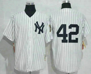Men's New York Yankees #42 Mariano Rivera White Retirement Patch Throwback Baseball Jersey