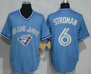 Men's Toronto Blue Jays #6 Marcus Stroman Light Blue Pullover Majestic Cool Base Cooperstown Collection Jersey