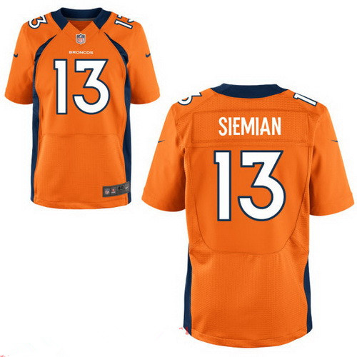 Men's Denver Broncos #13 Trevor Siemian Orange Team Color Stitched NFL Nike Elite Jersey