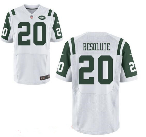 Men's New York Jets Resolute Support #20 Resolute White Road Stitched NFL Nike Elite Jersey