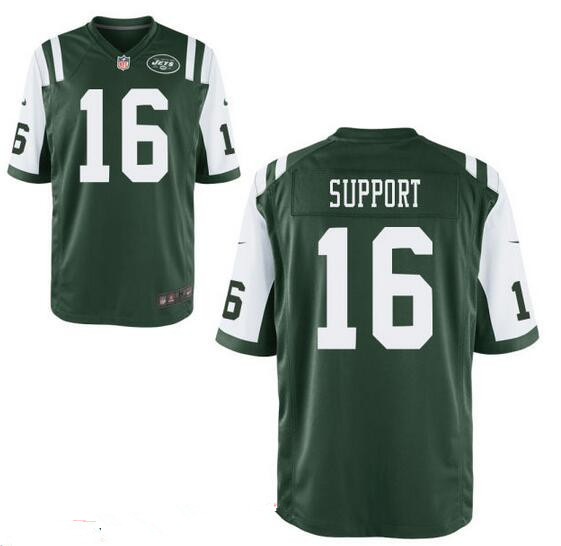 Men's New York Jets Resolute Support #16 Resolute Green Team Color Stitched NFL Nike Elite Jersey