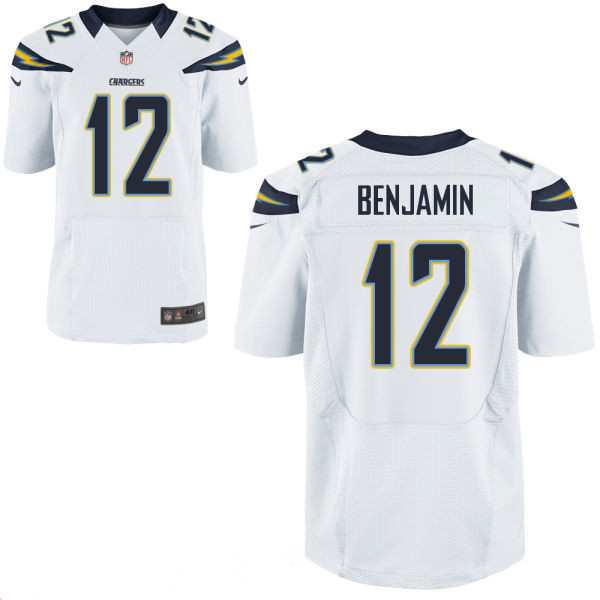 Men's San Diego Chargers #12 Travis Benjamin White Road Stitched NFL Nike Elite Jersey