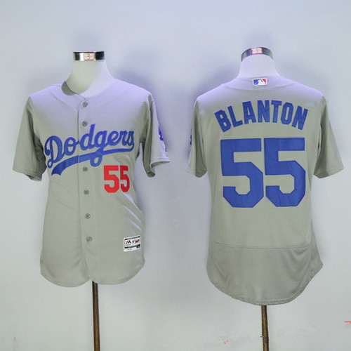 Men's Los Angeles Dodgers #55 Joe Blanton Gray 2016 Flexbase Majestic Baseball Jersey