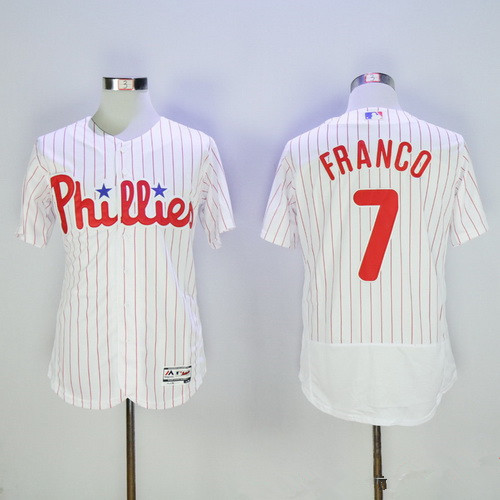 Men's Philadelphia Phillies #7 Maikel Franco White Home 2016 Flexbase Majestic Baseball Jersey