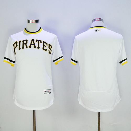 Men's Pittsburgh Pirates Blank White Pullover 2016 Flexbase Majestic Baseball Jersey