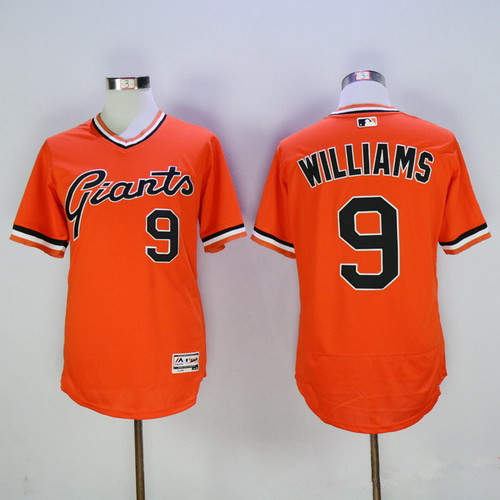 Men's San Francisco Giants #9 Matt Williams Retired Orange Pullover 2016 Flexbase Majestic Baseball Jersey
