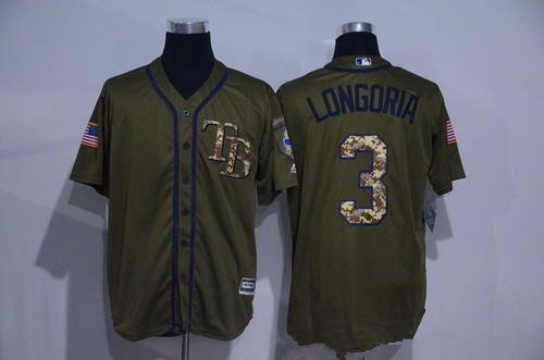 Men's Tampa Bay Rays #3 Evan Longoria Green Salute to Service Cool Base Stitched MLB Jersey
